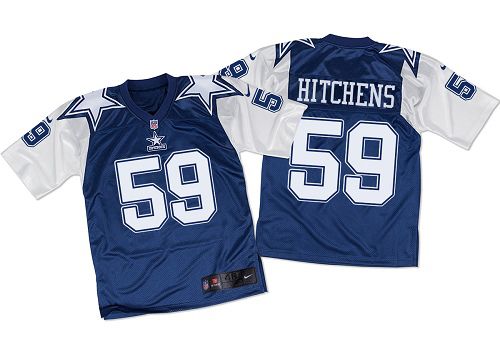  Cowboys #59 Anthony Hitchens Navy Blue/White Throwback Men's Stitched NFL Elite Jersey