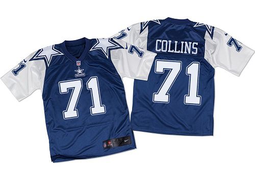 Cowboys #71 La'el Collins Navy Blue/White Throwback Men's Stitched NFL Elite Jersey