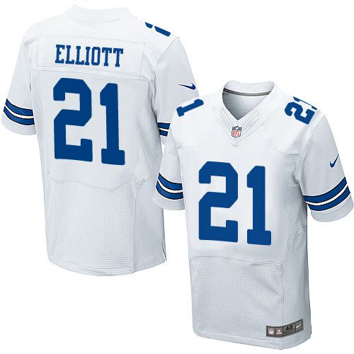  Cowboys #21 Ezekiel Elliott White Men's Stitched NFL Elite Jersey