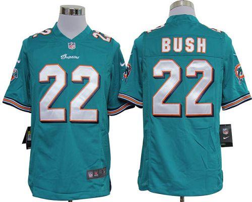  Dolphins #22 Reggie Bush Aqua Green Team Color Men's Stitched NFL Game Jersey