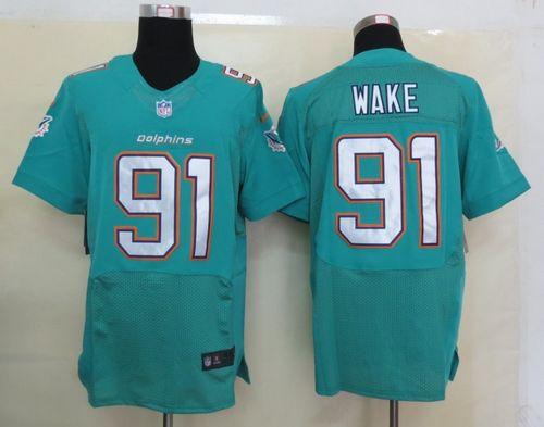  Dolphins #91 Cameron Wake Aqua Green Team Color Men's Stitched NFL Elite Jersey