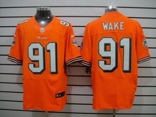  Dolphins #91 Cameron Wake Orange Alternate Men's Stitched NFL Elite Jersey