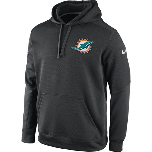 Miami Dolphins  KO Chain Fleece Pullover Performance Hoodie Charcoal