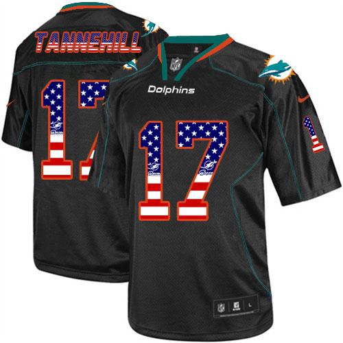  Dolphins #17 Ryan Tannehill Black Men's Stitched NFL Elite USA Flag Fashion Jersey