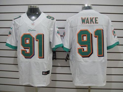  Dolphins #91 Cameron Wake White Men's Stitched NFL Elite Jersey