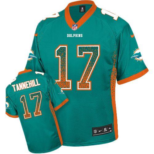  Dolphins #17 Ryan Tannehill Aqua Green Team Color Men's Stitched NFL Elite Drift Fashion Jersey
