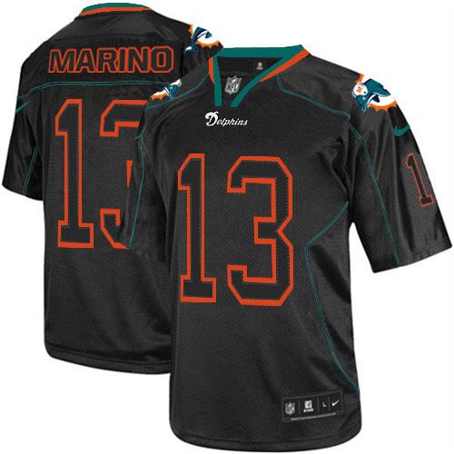  Dolphins #13 Dan Marino Lights Out Black Men's Stitched NFL Elite Jersey