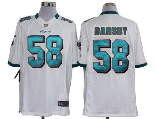  Dolphins #58 Karlos Dansby White Men's Stitched NFL Limited Jersey