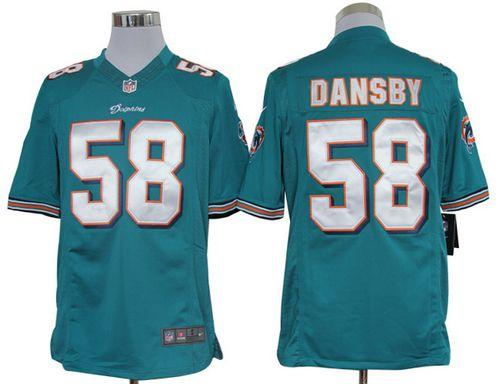  Dolphins #58 Karlos Dansby Aqua Green Team Color Men's Stitched NFL Limited Jersey