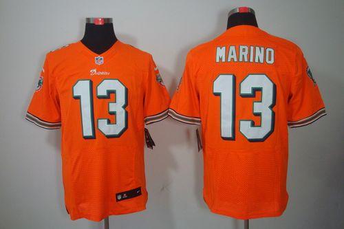  Dolphins #13 Dan Marino Orange Alternate Men's Stitched NFL Elite Jersey