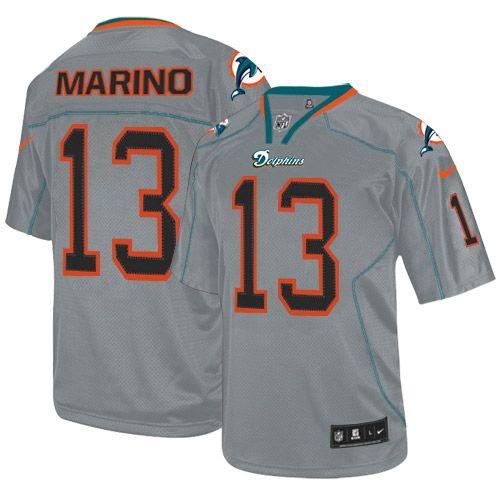  Dolphins #13 Dan Marino Lights Out Grey Men's Stitched NFL Elite Jersey