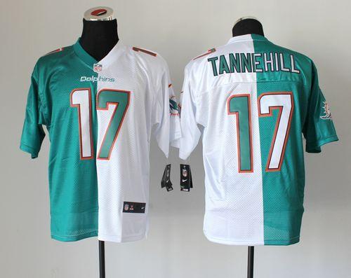  Dolphins #17 Ryan Tannehill Aqua Green/White Men's Stitched NFL Elite Split Jersey
