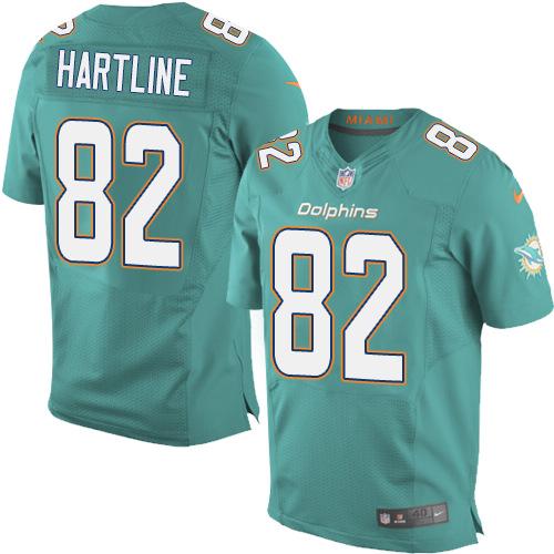  Dolphins #82 Brian Hartline Aqua Green Team Color Men's Stitched NFL New Elite Jersey