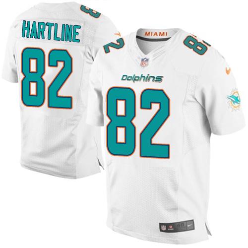  Dolphins #82 Brian Hartline White Men's Stitched NFL New Elite Jersey