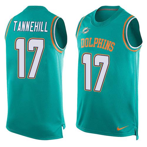  Dolphins #17 Ryan Tannehill Aqua Green Team Color Men's Stitched NFL Limited Tank Top Jersey