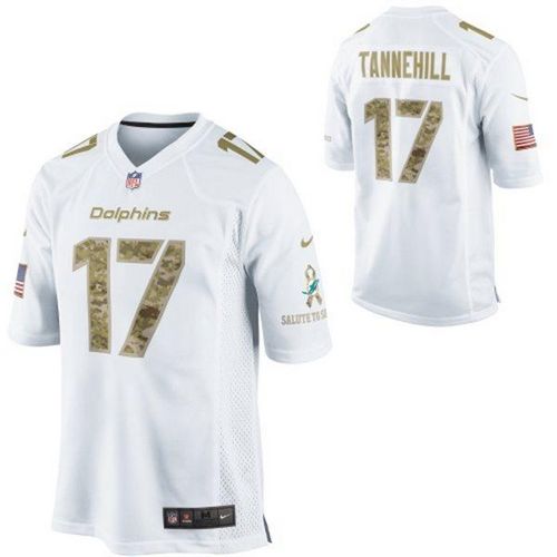  Dolphins #17 Ryan Tannehill White Men's Stitched NFL Limited Salute to Service Jersey
