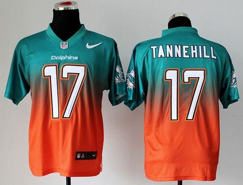  Dolphins #17 Ryan Tannehill Aqua Green/Orange Men's Stitched NFL Elite Fadeaway Fashion Jersey