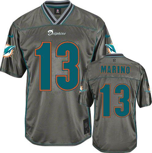  Dolphins #13 Dan Marino Grey Men's Stitched NFL Elite Vapor Jersey