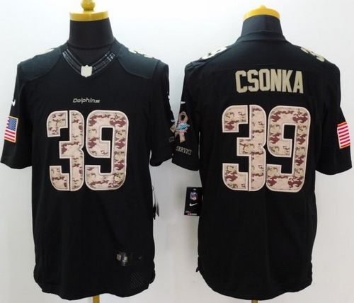  Dolphins #39 Larry Csonka Black Men's Stitched NFL Limited Salute to Service Jersey