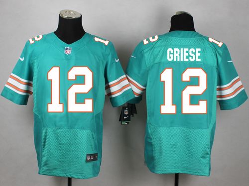  Dolphins #12 Bob Griese Aqua Green Alternate Men's Stitched NFL Elite Jersey