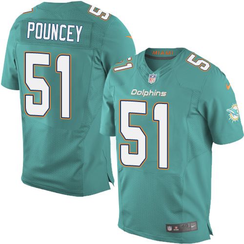  Dolphins #51 Mike Pouncey Aqua Green Team Color Men's Stitched NFL New Elite Jersey