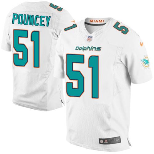  Dolphins #51 Mike Pouncey White Men's Stitched NFL New Elite Jersey