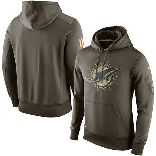 Men's Miami Dolphins  Olive Salute To Service KO Performance Hoodie