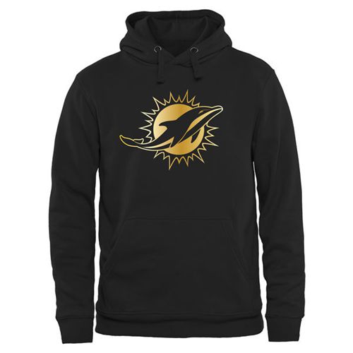 Men's Miami Dolphins Pro Line Black Gold Collection Pullover Hoodie
