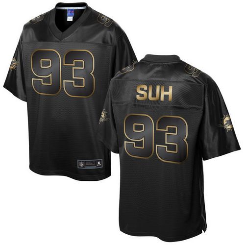  Dolphins #93 Ndamukong Suh Pro Line Black Gold Collection Men's Stitched NFL Game Jersey
