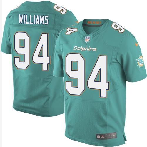  Dolphins #94 Mario Williams Aqua Green Team Color Men's Stitched NFL New Elite Jersey