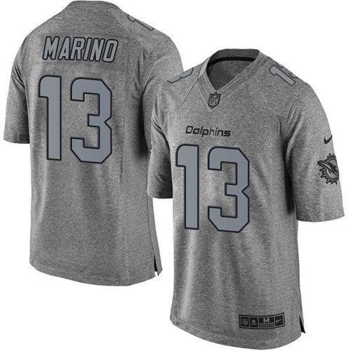  Dolphins #13 Dan Marino Gray Men's Stitched NFL Limited Gridiron Gray Jersey