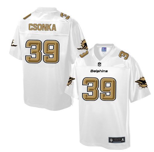  Dolphins #39 Larry Csonka White Men's NFL Pro Line Fashion Game Jersey