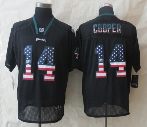  Eagles #14 Riley Cooper Black Men's Stitched NFL Elite USA Flag Fashion Jersey