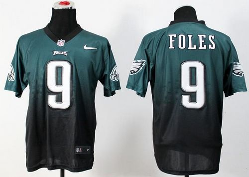  Eagles #9 Nick Foles Midnight Green/Black Men's Stitched NFL Elite Fadeaway Fashion Jersey