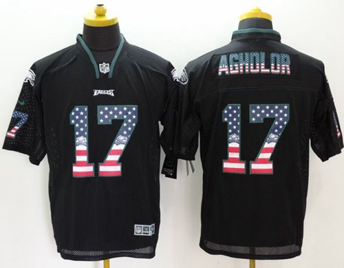  Eagles #17 Nelson Agholor Black Men's Stitched NFL Elite USA Flag Fashion Jersey
