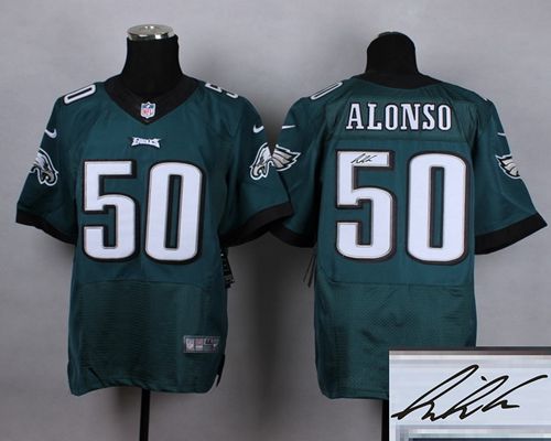  Eagles #50 Kiko Alonso Midnight Green Team Color Men's Stitched NFL Elite Autographed Jersey