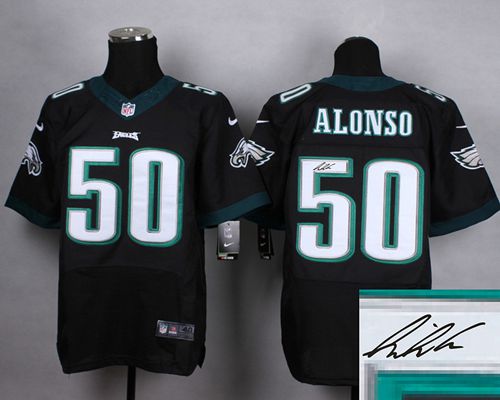  Eagles #50 Kiko Alonso Black Alternate Men's Stitched NFL Elite Autographed Jersey