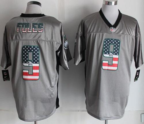  Eagles #9 Nick Foles Grey Men's Stitched NFL Elite USA Flag Fashion Jersey