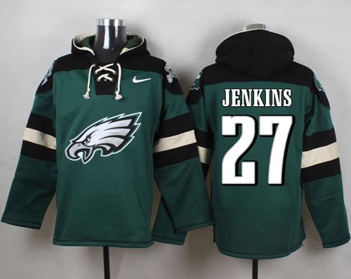  Eagles #27 Malcolm Jenkins Midnight Green Player Pullover NFL Hoodie