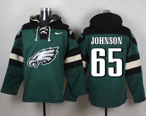  Eagles #65 Lane Johnson Midnight Green Player Pullover NFL Hoodie