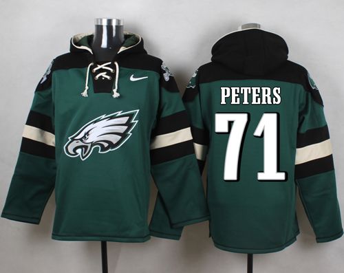 Eagles #71 Jason Peters Midnight Green Player Pullover NFL Hoodie