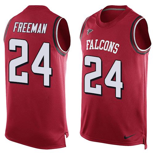  Falcons #24 Devonta Freeman Red Team Color Men's Stitched NFL Limited Tank Top Jersey