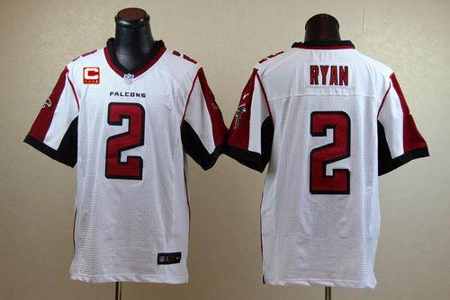  Falcons #2 Matt Ryan White With C Patch Men's Stitched NFL Elite Jersey