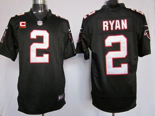  Falcons #2 Matt Ryan Black Alternate With C Patch Men's Stitched NFL Game Jersey