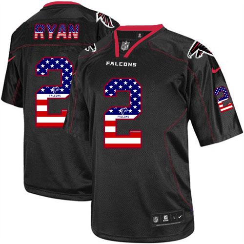  Falcons #2 Matt Ryan Black Men's Stitched NFL Elite USA Flag Fashion Jersey
