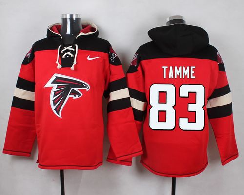  Falcons #83 Jacob Tamme Red Player Pullover NFL Hoodie
