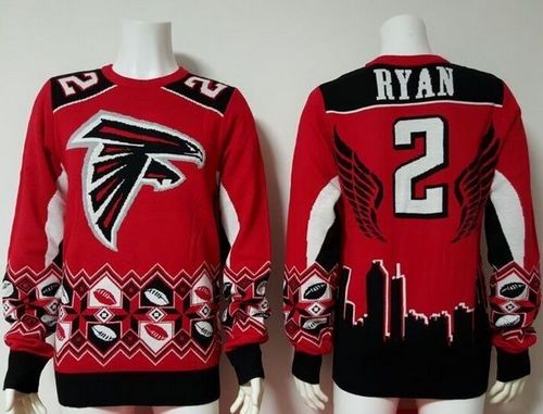  Falcons #2 Matt Ryan Red/Black Men's Ugly Sweater