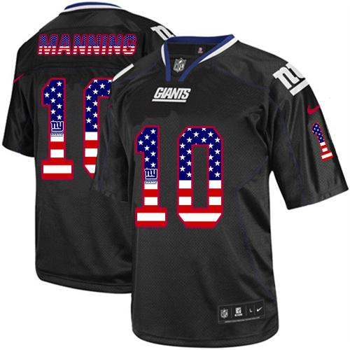  Giants #10 Eli Manning Black Men's Stitched NFL Elite USA Flag Fashion Jersey