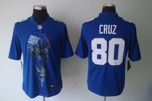  Giants #80 Victor Cruz Royal Blue Team Color Men's Stitched NFL Helmet Tri Blend Limited Jersey