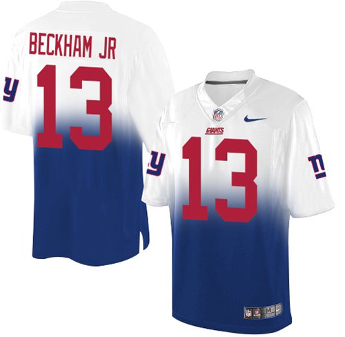  Giants #13 Odell Beckham Jr Royal Blue/White Men's Stitched NFL Elite Fadeaway Fashion Jersey